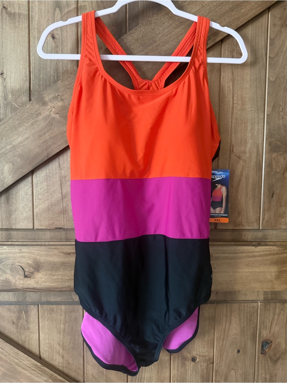 Speedo Colorblock Ultraback Spicy Orange One Piece Swimsuit - Size XXL.